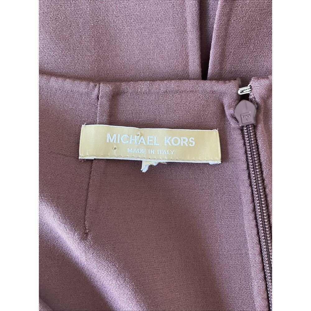 Michael Kors Collection Dress Sheath Midi Sleeveless V Neck Eggplant Purple S 6 - Picture 6 of 8